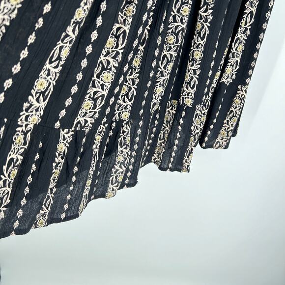 Angie Black Tan Ruffle Babydoll Boho Western Rayon Mini Dress Women’s Small NEW - Picture 8 of 11